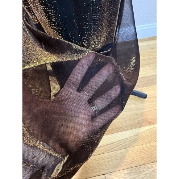 Vintage 90s Y2K Patra Shimmer Slip Brown Prom Dress Gown Ombré Mesh Overlay12 - Picture 4 of 14